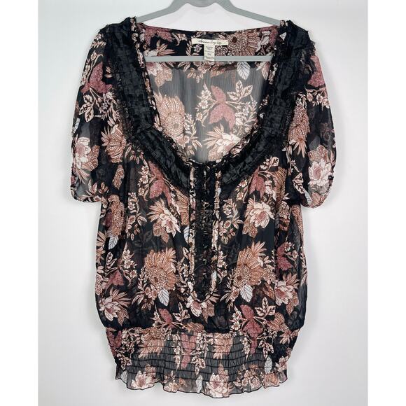 American Rag Sheer Floral Chiffon Blouse 2X - Picture 3 of 7